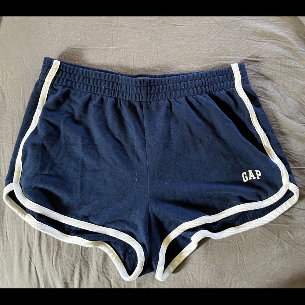 GAP athletic short. Navy blue with white trim.